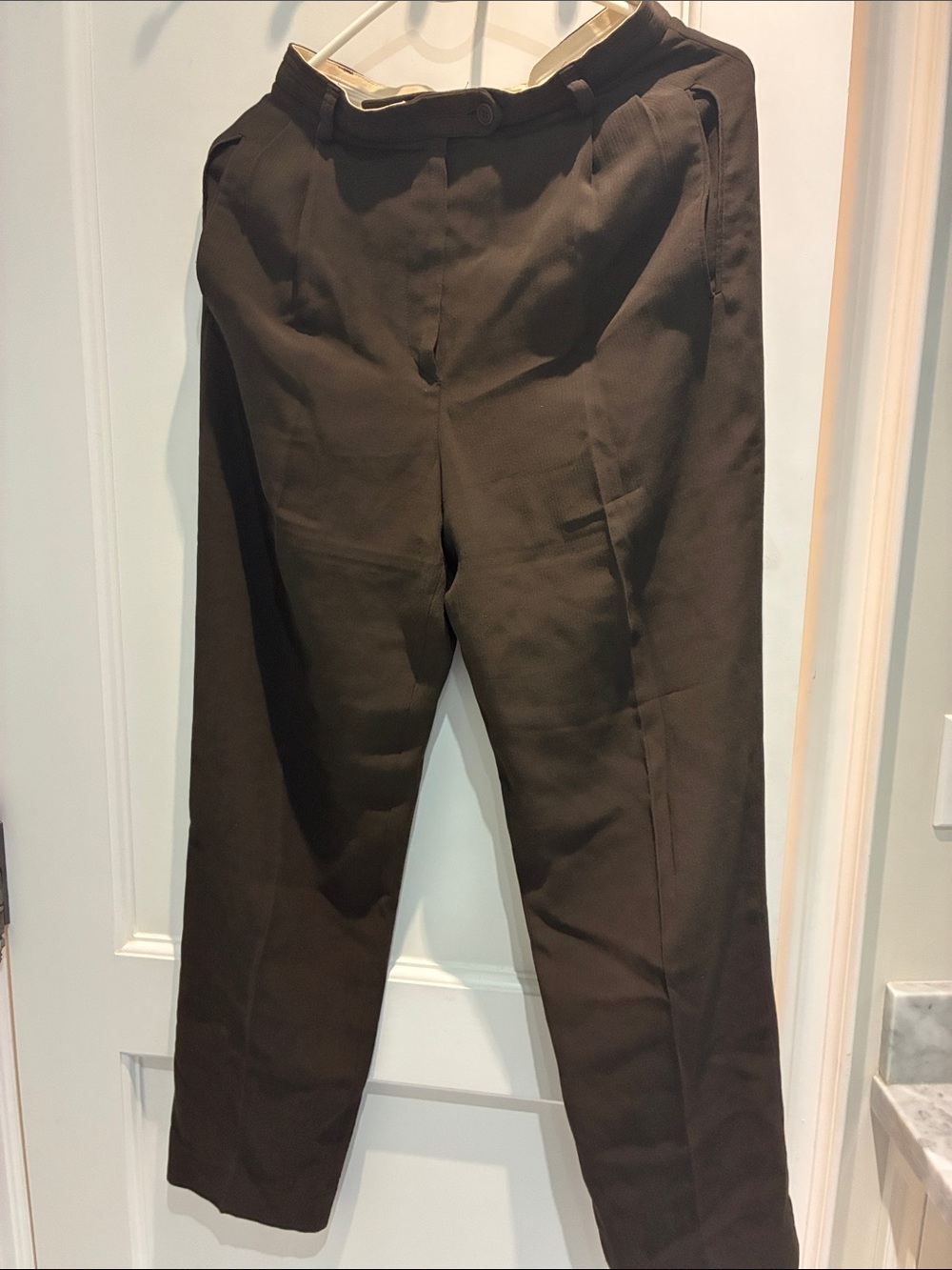 Vintage Emporio Armani Dark Brown Viscose Cotton Trousers IT 38 👝
